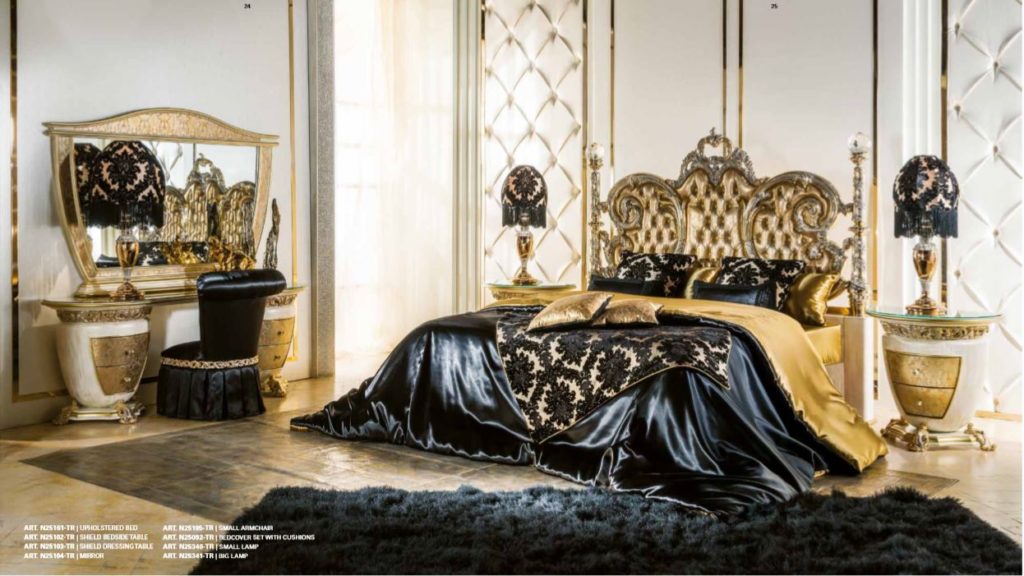 Cappelletti Tribute Gold and Black Bedroom Set Muebles Italiano