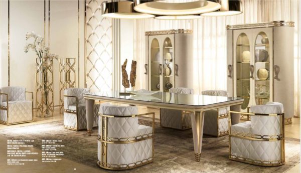 Lilium Collection Gold And White Dining Set