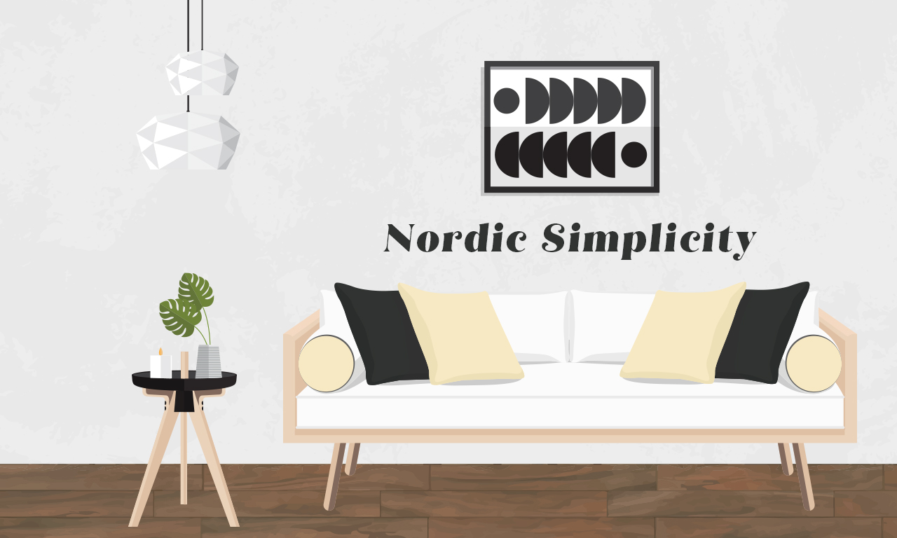 Graphics of a nordic simplicity designed couch