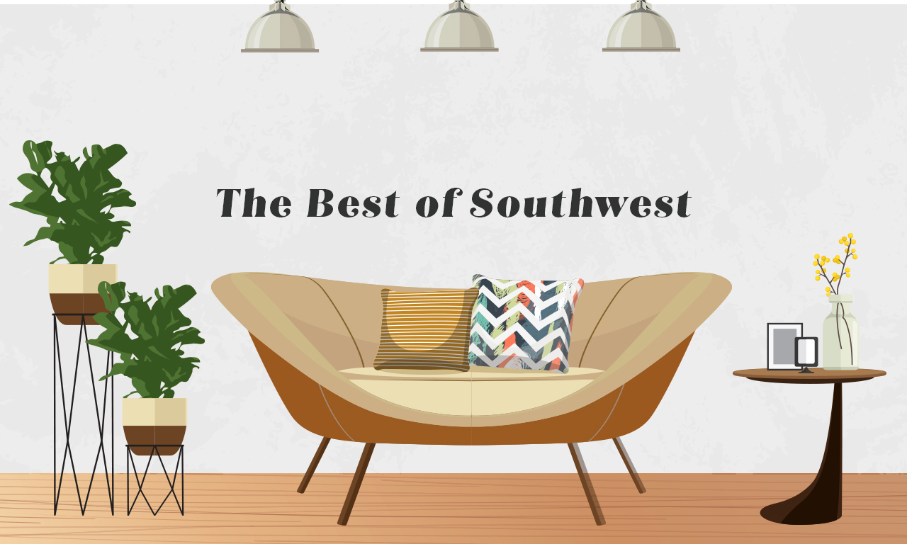 Graphics of a couch of a southwest design