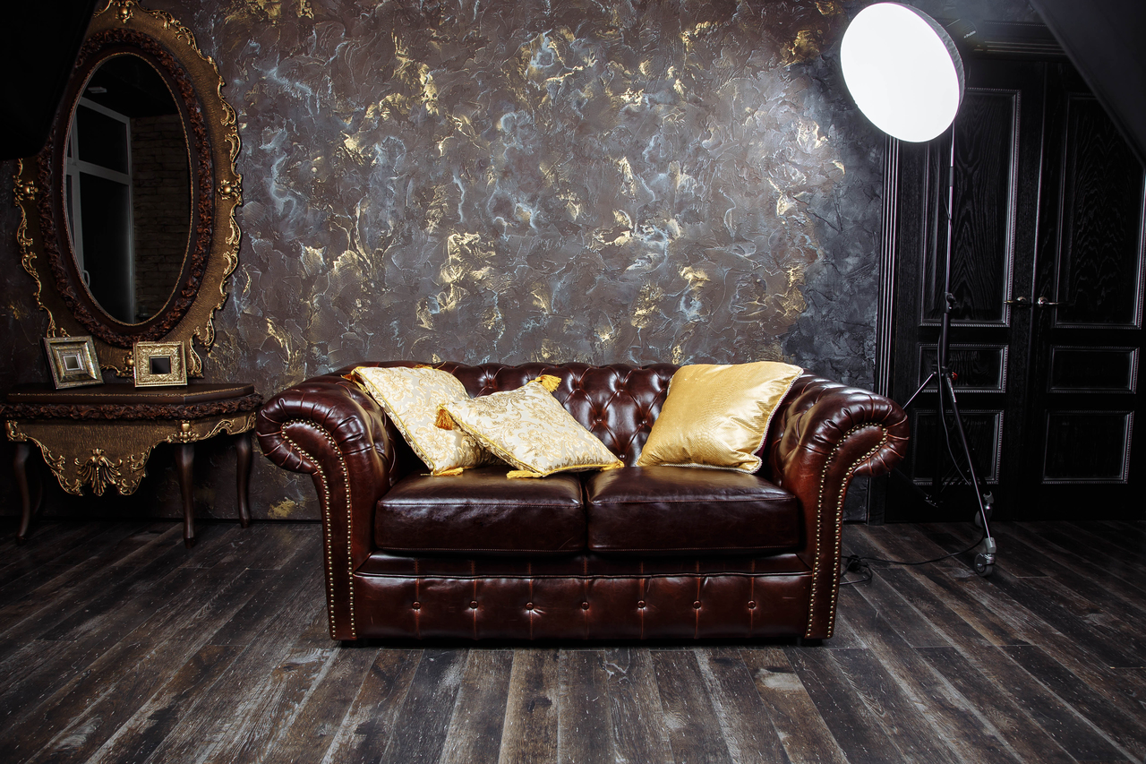 Dark brown vintage living room sofa