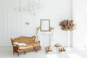 A white living room with Italian furniture